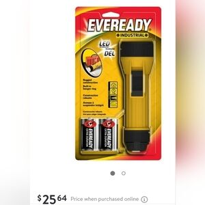 Two Eveready Industrial Economy 2D 7.8" LED Flashlight, Yellow